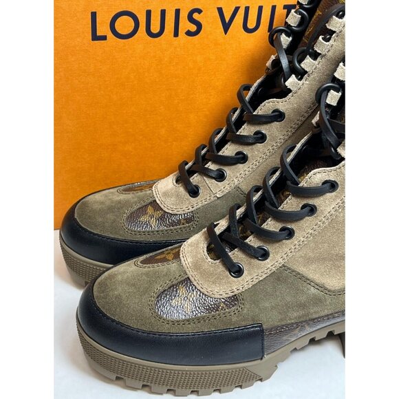 Louis Vuitton Women's Laureate Platform Desert Boots Suede Monogram EU 38/US 7.5 - Picture 5 of 12
